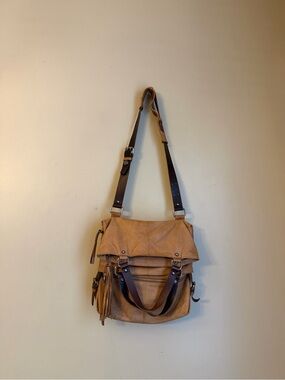 Revel New York Brown Tan Leather Flap Crossbody Shoulder Bag Women Classic
